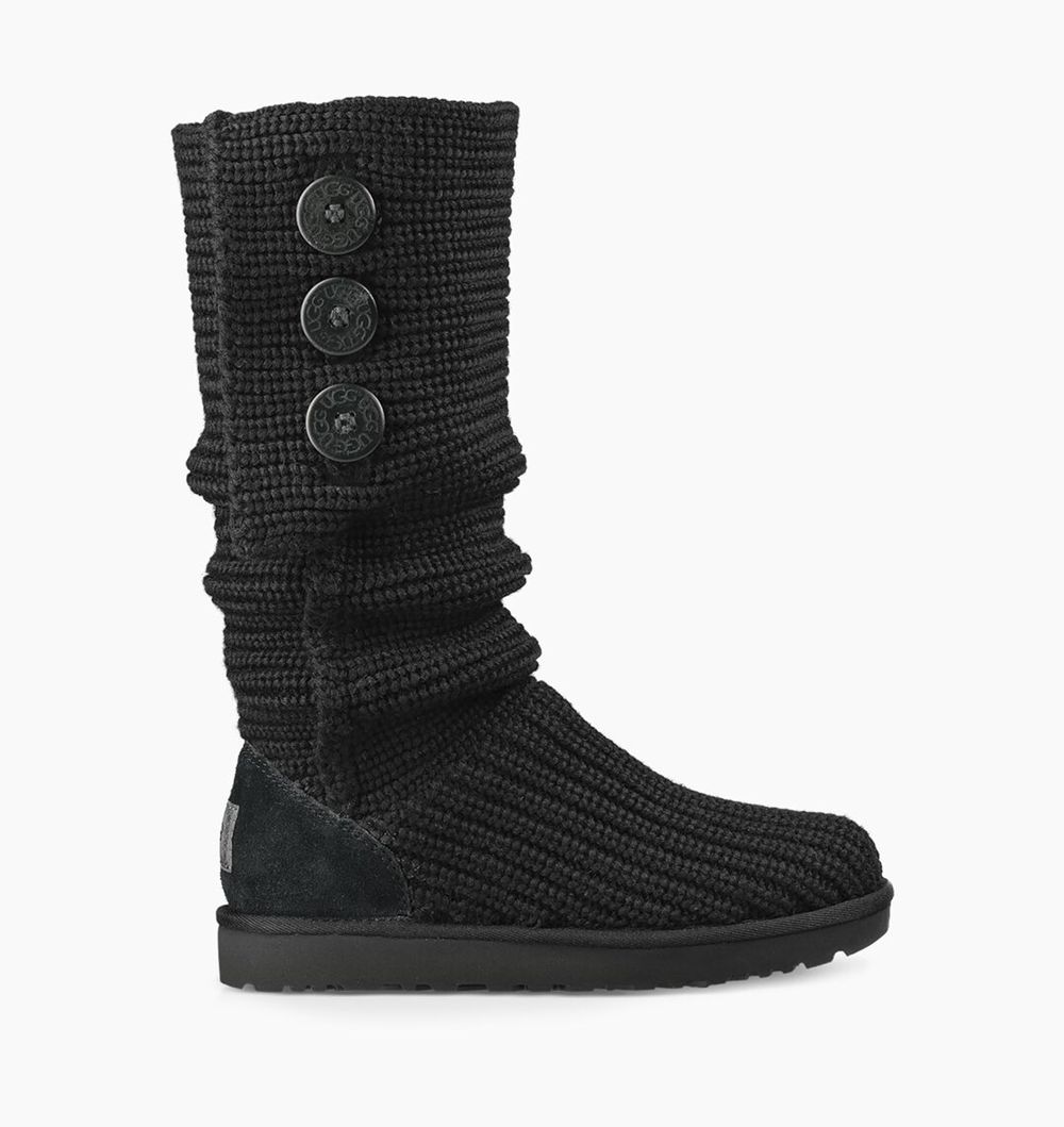 Ugg Tall Boot Womens - Ugg Classic Cardy Black - 236ZIHCPB